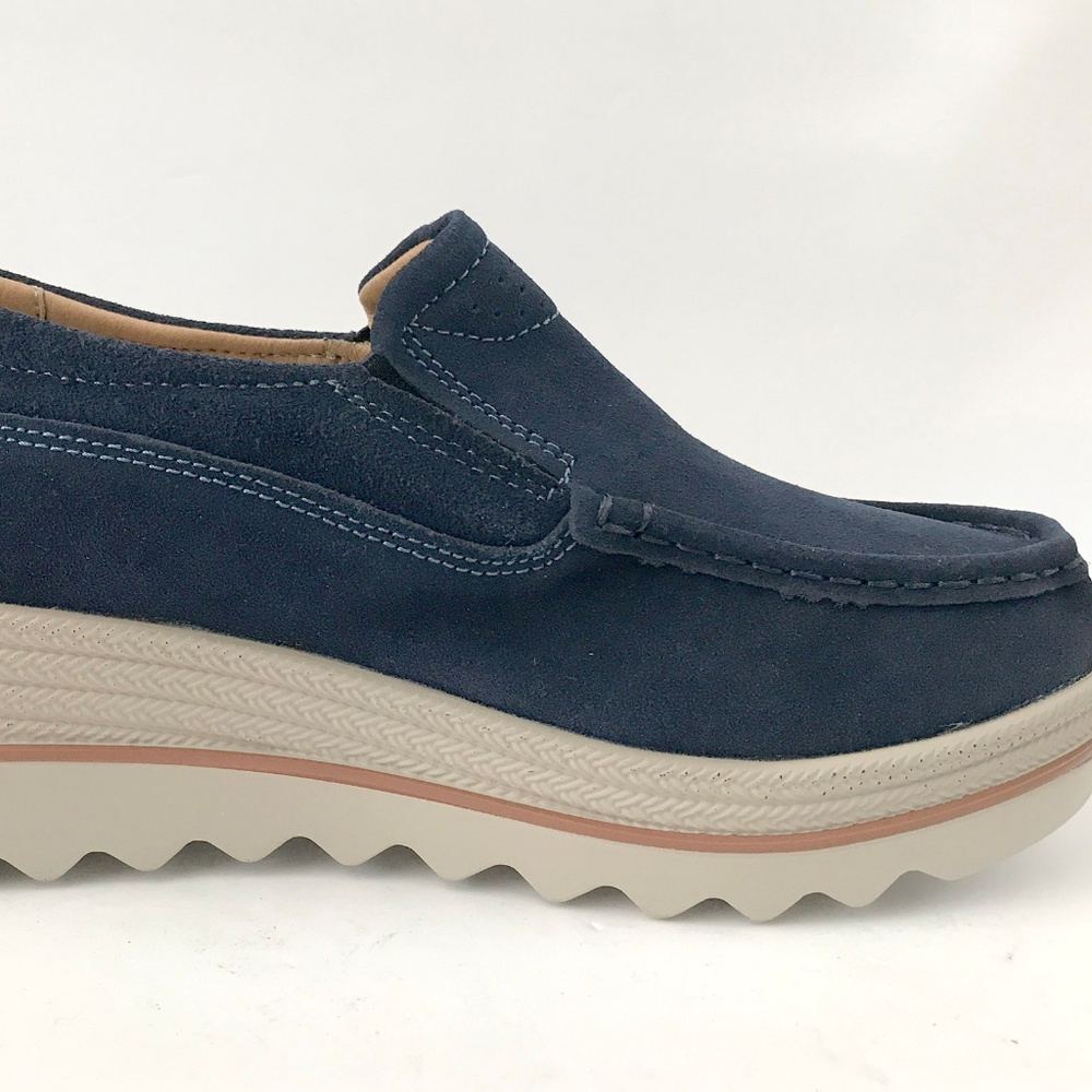 Navy Wedge Loafers 9 - Picture 2 of 7